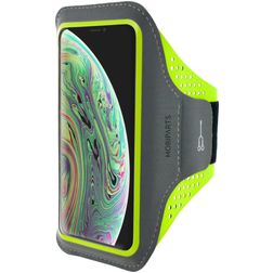 Mobiparts Comfort Fit Telefoonhouder Hardlopen iPhone XS Sport Hoesje Neopreen Sportarmband - Neon Green