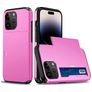 Mobigear Card iPhone 15 Pro Hoesje Hardcase Backcover Shockproof met Pasjeshouder - Roze
