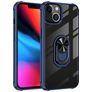 Mobigear Crystal Ring iPhone 14 Hoesje Hardcase Backcover met Ringhouder - Transparant / Blauw