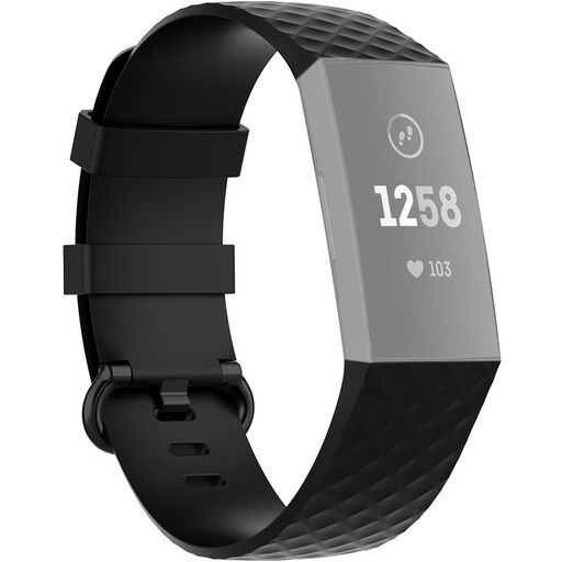 Mobigear Cross Siliconen Fitbit Charge 4 Bandje Gespsluiting - Zwart