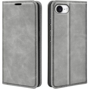 Mobigear Retro Slim iPhone 16e Hoesje Bookcase Portemonnee - Grijs