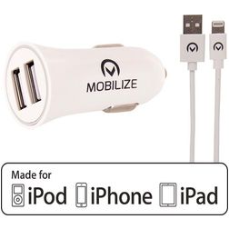 Mobilize Dual USB Autolader Apple Lightning 1 Meter 24W - Wit