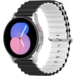 Mobigear Ocean Siliconen Smartwatch Bandje Gespsluiting - Universeel 22 mm connector - Zwart / Wit