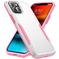 Mobigear Heavy Armor iPhone 14 Hoesje Hardcase Backcover Shockproof - Wit / Roze