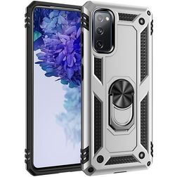 Mobigear Armor Ring Samsung Galaxy S20 FE Hoesje Hardcase Backcover Shockproof met Ringhouder - Zilver