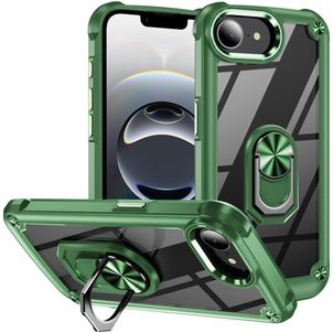 Mobigear Crystal Ring iPhone 17e Hoesje Hardcase Backcover met Ringhouder - Groen