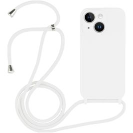 Mobigear Lanyard iPhone 14 Siliconen Hoesje met koord - Wit Mobigear Lanyard iPhone 14 Siliconen Hoesje met koord - Wit