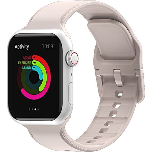 Mobigear Dashed Siliconen Apple Watch Bandje Gespsluiting - 42/41/40/38 mm - Zalmroze
