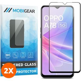 Mobigear Premium OPPO A78 Glazen Screenprotector - Case Friendly - Zwart (2-Pack)