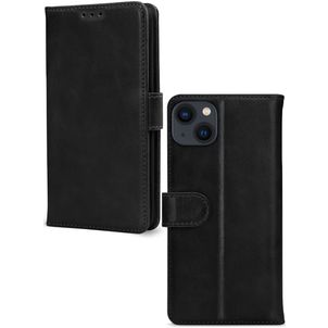 Mobilize Wallet iPhone 13 Mini Hoesje Echt Leer Bookcase Portemonnee - Zwart