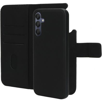 Mobiparts Samsung Galaxy A15 Hoesje Echt Leer Uitneembare 2in1 Bookcase Portemonnee - Zwart