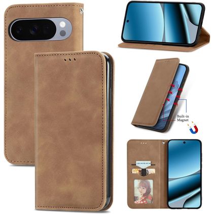 Mobigear Retro Slim Google Pixel 10 Pro XL Hoesje Bookcase Portemonnee - Bruin