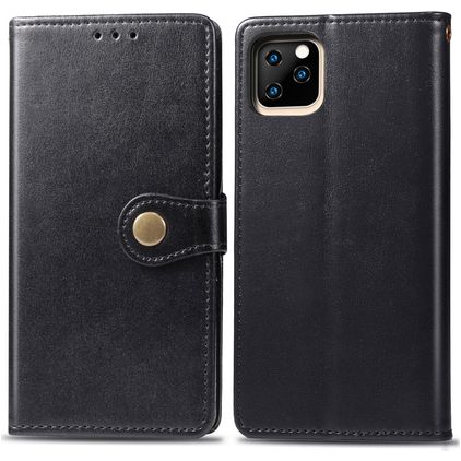Mobigear Snap Button iPhone 11 Hoesje Bookcase Portemonnee - Zwart
