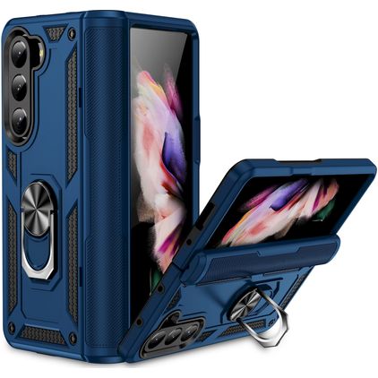 Mobigear Armor Ring Samsung Galaxy Z Fold 5 Hoesje Hardcase Backcover Shockproof met Ringhouder - Blauw
