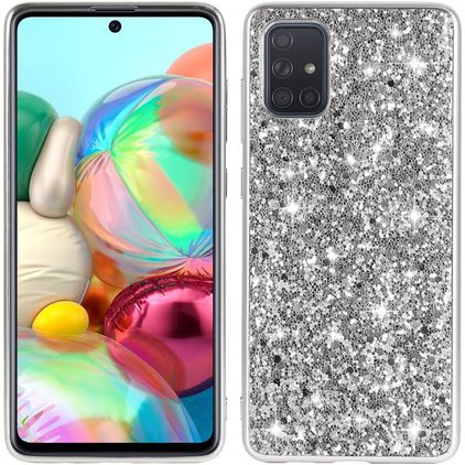 Mobigear Glitter Samsung Galaxy A73 Hoesje Hardcase Backcover - Zilver