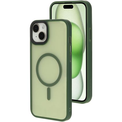 Mobiparts Hardcover iPhone 15 Plus MagSafe Hoesje Hardcase Backcover - Satin Green