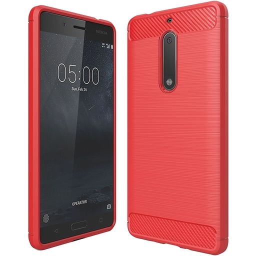Mobigear Brushed Slim Nokia 5 Hoesje Flexibel TPU Backcover - Rood