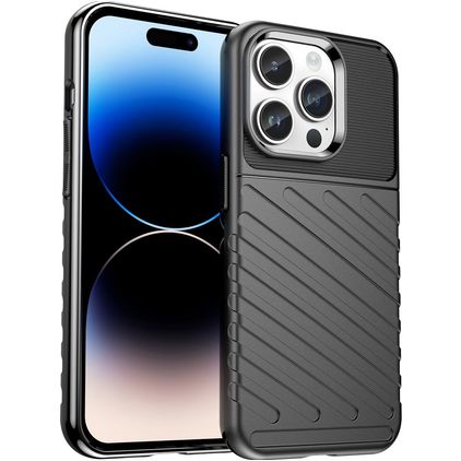 Mobigear Groove iPhone 15 Pro Hoesje Flexibel TPU Backcover - Zwart