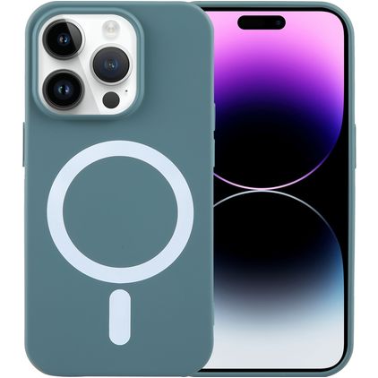 Mobigear Rubber Touch iPhone 15 Pro Siliconen MagSafe Hoesje Backcover - Groen