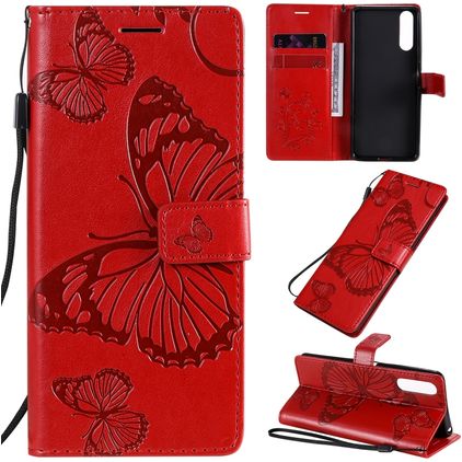Mobigear Butterfly Sony Xperia 10 II Hoesje Bookcase Portemonnee - Rood