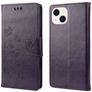 Mobigear Flowers iPhone 14 Hoesje Bookcase Portemonnee - Paars