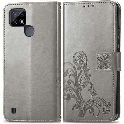 Mobigear Clover Realme C25Y Hoesje Bookcase Portemonnee - Grijs