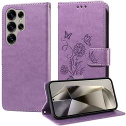 Mobigear Flowers Samsung Galaxy S25 Ultra Hoesje Bookcase Portemonnee - Paars