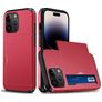 Mobigear Card iPhone 15 Pro Hoesje Hardcase Backcover Shockproof met Pasjeshouder - Rood