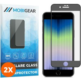 Mobigear Premium iPhone SE (2022) Glazen Screenprotector - Case Friendly - Zwart (2-Pack)