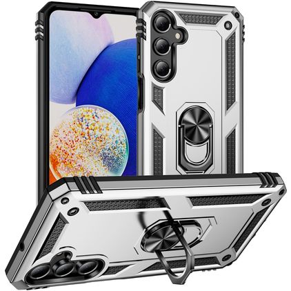 Mobigear Armor ring Samsung Galaxy A16 Hoesje Hardcase Backcover Shockproof met Ringhouder - Zilver