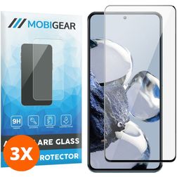 Mobigear Premium Xiaomi 12T Pro Glazen Screenprotector - Case Friendly - Zwart (3-Pack)