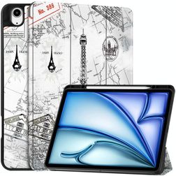 Mobigear Tri-Fold iPad Air 13 Inch (2024) Hoes Bookcase + Stylus Houder - Eiffel Tower