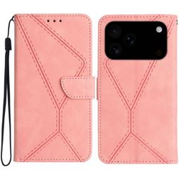 Mobigear Stitch iPhone 17 Pro Max Hoesje Bookcase Portemonnee - Roze