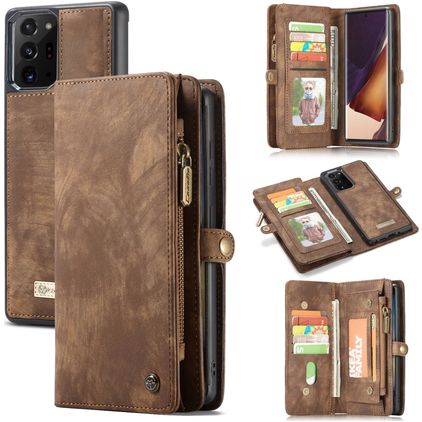 CaseMe 008 Samsung Galaxy Note 20 Ultra Hoesje Uitneembare 2in1 Bookcase Portemonnee - Bruin