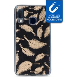 My Style Magneta Samsung Galaxy A20e Hoesje Flexibel TPU Backcover - Golden Feathers