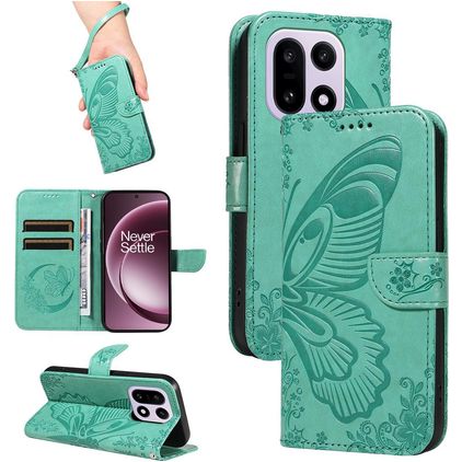 Mobigear Butterfly OnePlus 15 Hoesje Bookcase Portemonnee - Groen