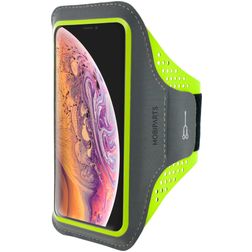 Mobiparts Comfort Fit Telefoonhouder Hardlopen iPhone XS Max Sport Hoesje Neopreen Sportarmband - Neon Green