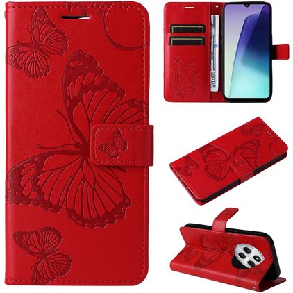 Mobigear Butterfly Xiaomi Redmi 14C Hoesje Bookcase Portemonnee - Rood