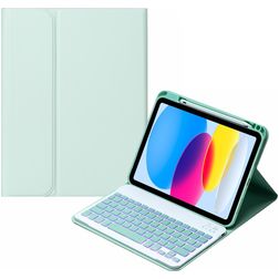 Mobigear Keys iPad 10 (2022) Hoes QWERTY Bluetooth Toetsenbord Bookcase + Stylus Houder - Groen
