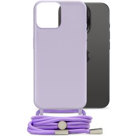 Mobilize Lanyard Gelly iPhone 15 Pro Flexibel TPU Hoesje met koord - Pastel Purple