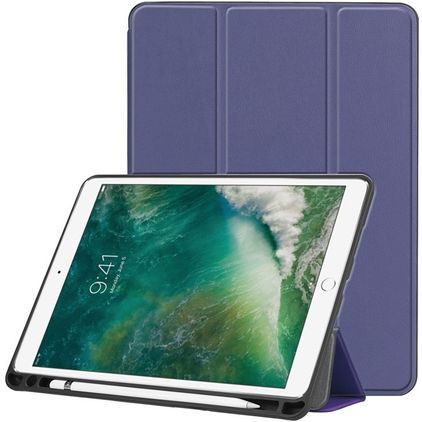 Mobigear Tri-Fold Gel iPad Air 3 (2019) Hoes TPU,Kunstleer Bookcase + Stylus Houder - Donkerblauw