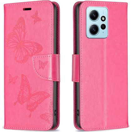 Mobigear Butterfly Xiaomi Redmi Note 12 Hoesje Bookcase Portemonnee - Magenta