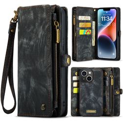 CaseMe 008 iPhone 15 Hoesje Uitneembare 2in1 Bookcase Portemonnee - Zwart