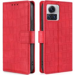 Mobigear Croco Motorola Edge 30 Ultra Hoesje Bookcase Portemonnee - Rood