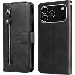 Mobigear Zipper iPhone 17 Pro Hoesje Bookcase Portemonnee - Zwart