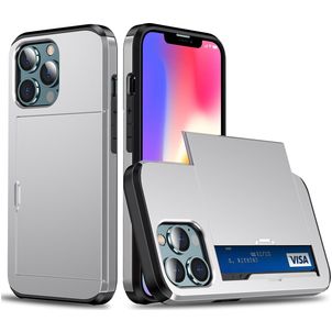 Mobigear Card iPhone 13 Hoesje Hardcase Backcover Shockproof met Pasjeshouder - Zilver