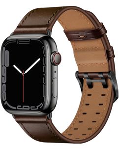 Mobigear Milano Leren Apple Watch Bandje Gespsluiting - 42/41/40/38 mm - Bruin