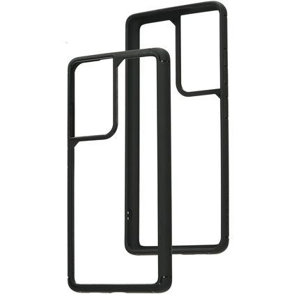 Mobiparts Rugged Clear Samsung Galaxy S21 Ultra Hoesje Hardcase Backcover Shockproof - Transparant / Zwart