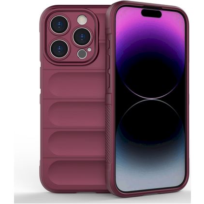 Mobigear Bumpy iPhone 15 Pro Hoesje Flexibel TPU Backcover - Bordeaux Rood