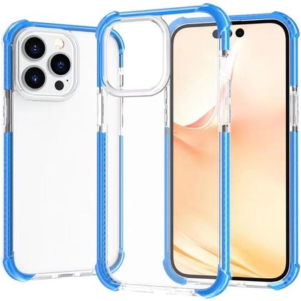 Mobigear Full Bumper iPhone 14 Pro Hoesje Hardcase Backcover Shockproof - Transparant / Blauw